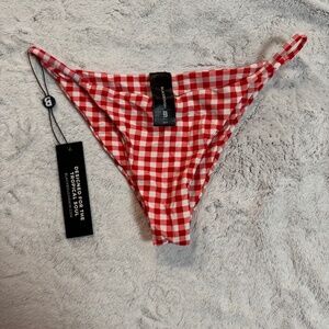 Blackbough Cherry Gingham (Red&White Checkered) Minimal Bikini Bottom,Size S,NWT